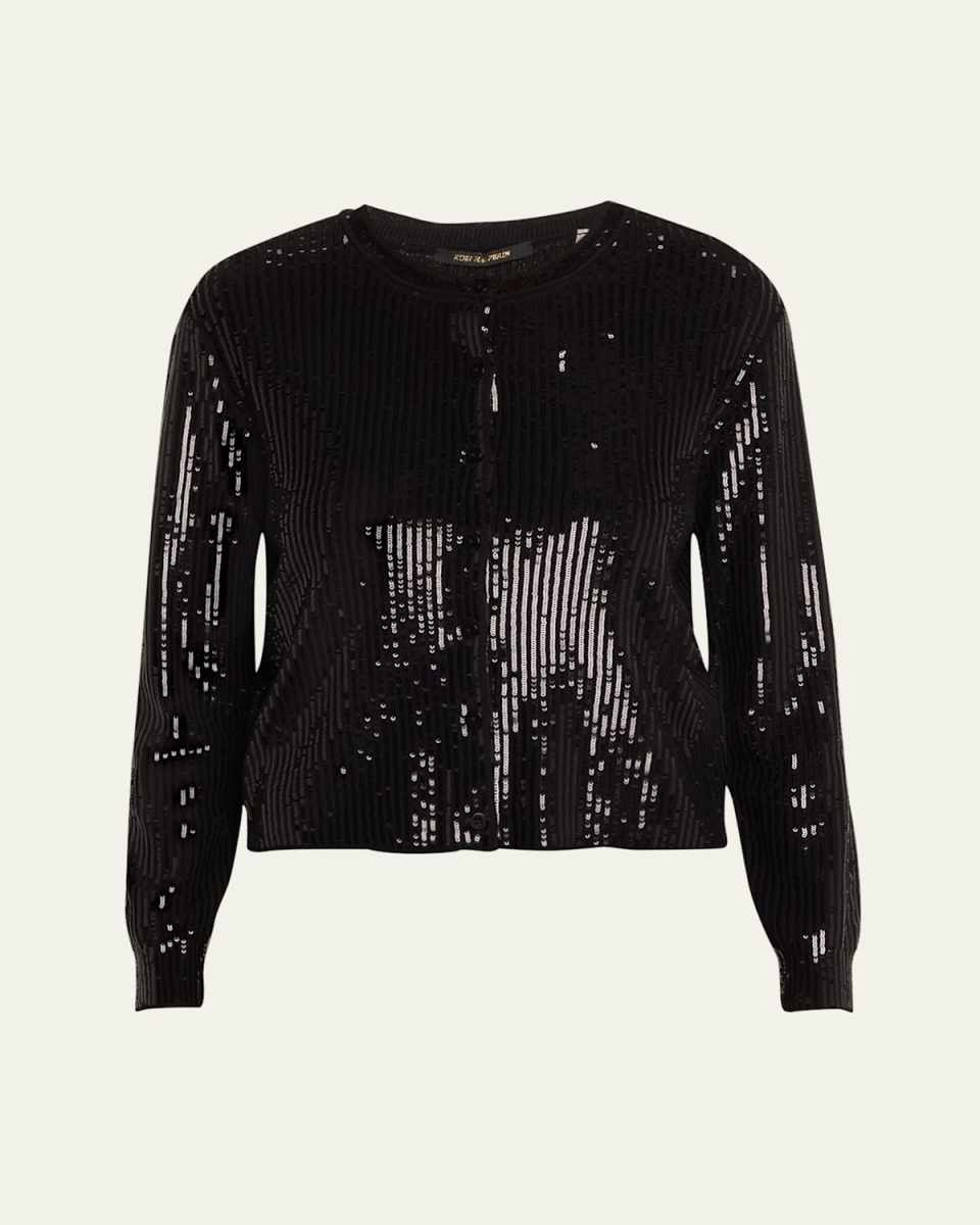 Aspen Button-Down Sequin Wool Cardigan